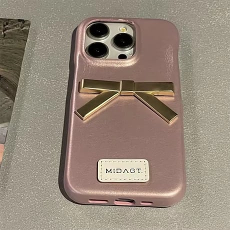 高見え♡3ｄリボン付きレザーiPhoneケース