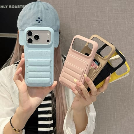 もこもこカードケース付きソフトレザーiPhoneケース