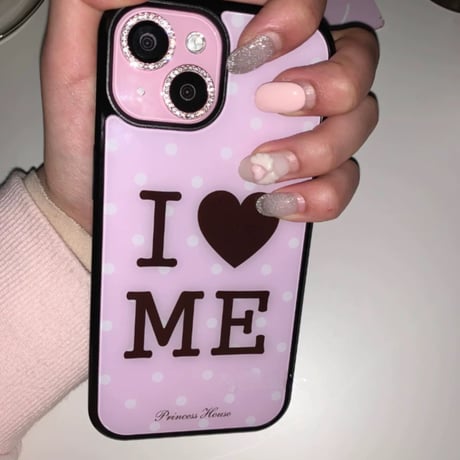 【iPhone17対応】🍫brown pink 「I♥ME」チャーム付きiPhoneケース