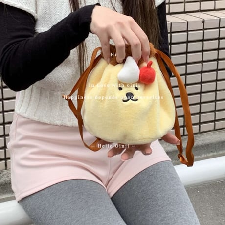 プリンくんポーチ/ミニバッグ/巾着ポーチ/メイクポーチ/お弁当