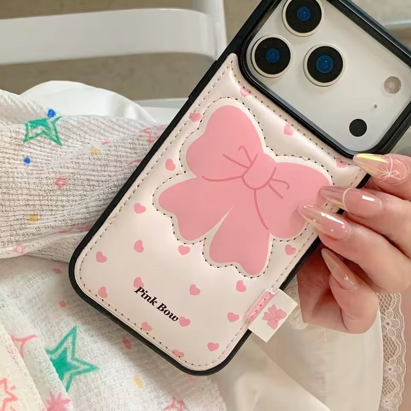 iPhone17対応🎀】ピンクリボンキルティングiPhoneケース | AURALALA |