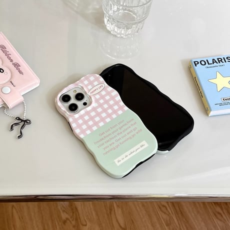 パステルマカロンカラーチェックツートンカラーiPhoneケース