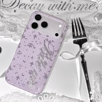 【iPhone17対応】キラキラグリッターレタリング小花柄iPhoneケース