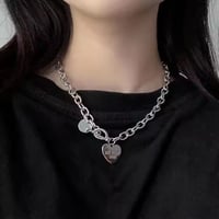 ハートメッセージロックチェーンネックレス