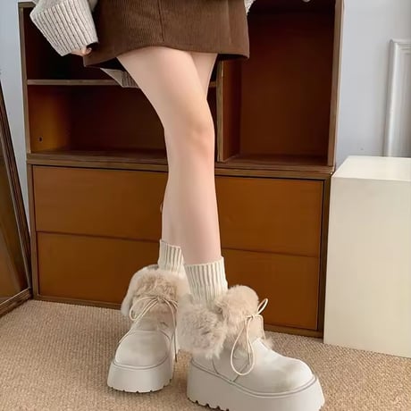 2WAY厚底ファーレースアップブーツ