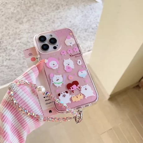 いっぬやみー柄ピンクiPhoneケース