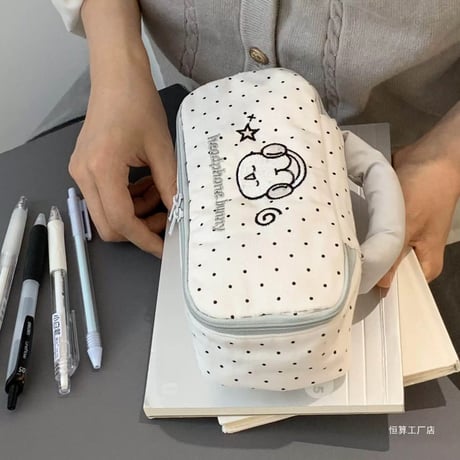 ヘッドフォン🎧うさこドットペンケース/筆箱/ポーチ