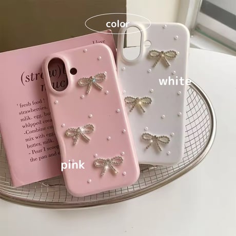 Pearl 3ren ribbon leather iPhoneケース