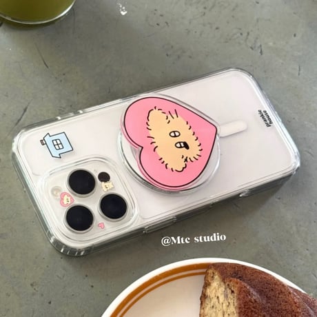 ゆるわんこハートグリップ付きiPhoneケース