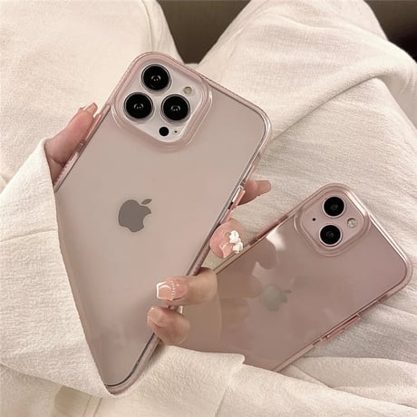 シンプルクリアピンクバンパーiPhoneケース