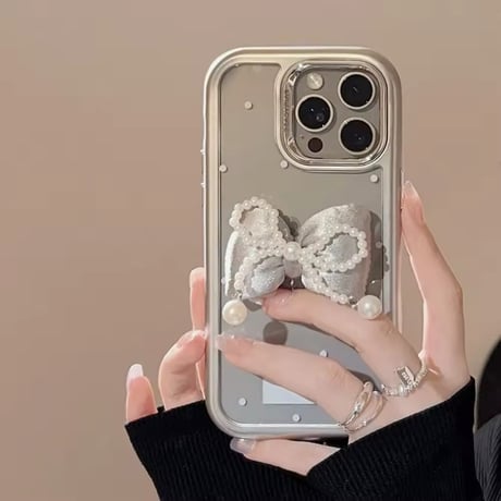 ダブルリボン🎀クリアドットiPhoneケース