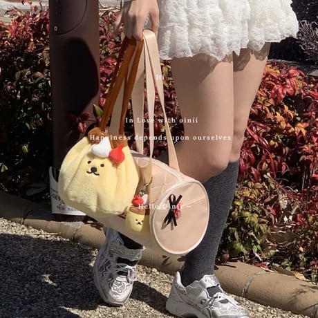 プリンくんポーチ/ミニバッグ/巾着ポーチ/メイクポーチ/お弁当