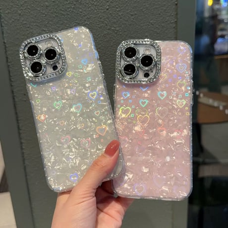 偏光ラメハート♡♡キラキラiPhoneケース