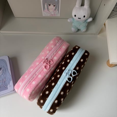 ストロベリー🍓ふわふわドットペンケース/筆箱
