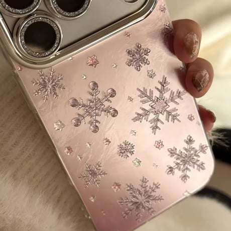 【iPhone17/Air対応】雪の結晶❄キラキラグリッターiPhoneケース
