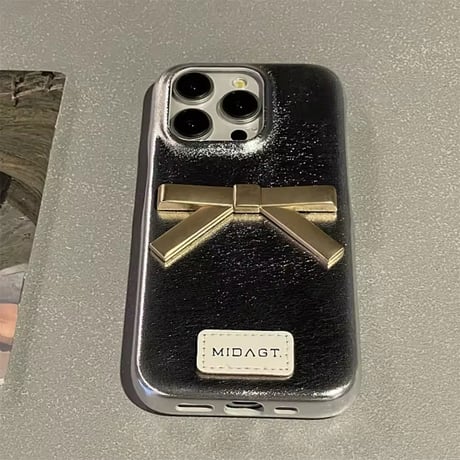 高見え♡3ｄリボン付きレザーiPhoneケース
