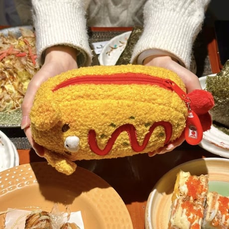 エビフライ🍤ケチャップチャーム付きポーチ/筆箱/ペンケース