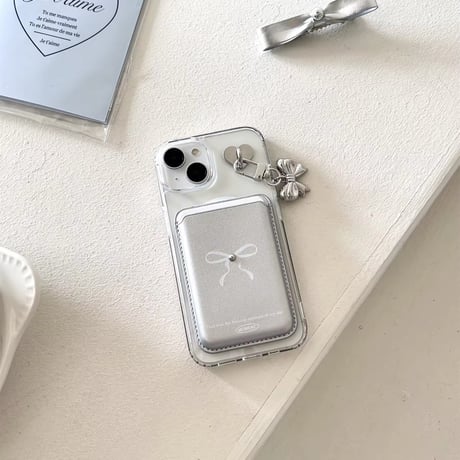 【Magsafe対応】リボン×リボン カードホルダー付きiPhoneケース