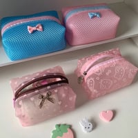 リボンメッシュポーチ