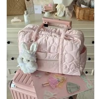 お出かけの季節✨ハートキルティングピンクボストンバッグ/トラベルバッグ