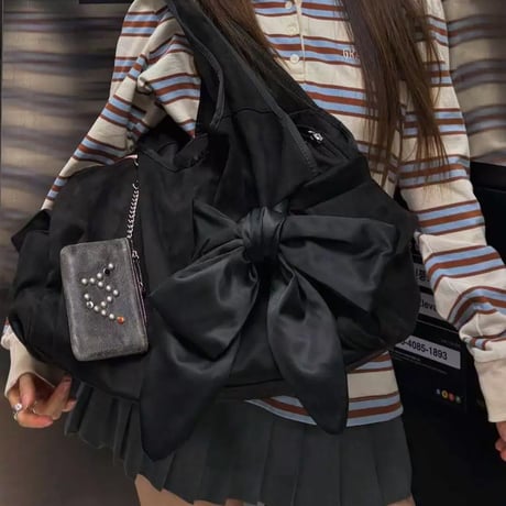 K-POPアイドルにも大人気❤リボンデザイン多機能ショルダービッグトート