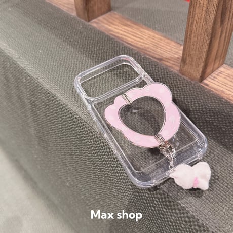 【iPhone17対応】おはな折りたたみスタンドわんちゃんチャーム付きiPhoneケース
