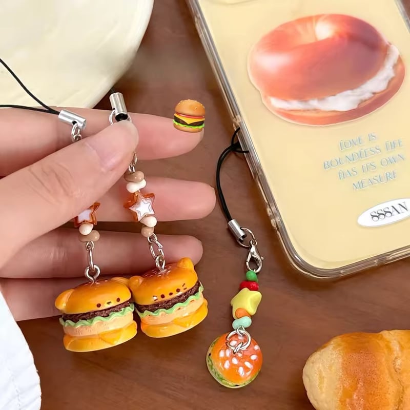ハンバーガー🍔わんにゃんキーホルダー/チャーム | AURALALA | 輸入