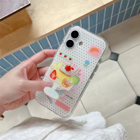 くまさんプリンアラモード🍮グリップ付きiPhoneケース