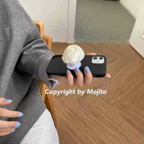 モノトーンローズ🌹グリップ付きiPhoneケース