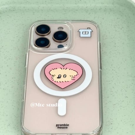 ゆるわんこハートグリップ付きiPhoneケース