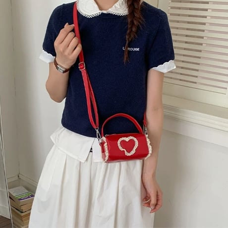 ハートレースフリルミニボストンバッグ