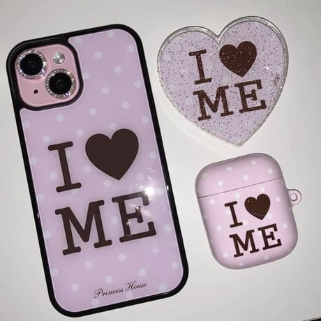 【iPhone17対応】🍫brown pink 「I♥ME」チャーム付きiPhoneケース