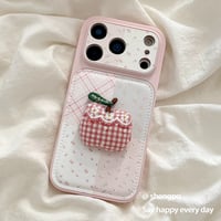 ファブリックアップル🍎淡色パッチワーク柄iPhoneケース