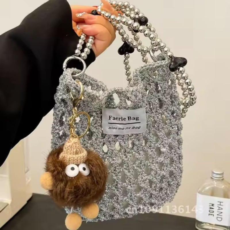 かぎ編み風シルバーショルダーバッグ | AURALALA | 輸入韓国雑貨