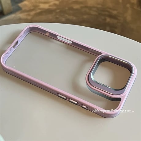 くすみぴんくフレームシンプルクリアiPhoneケース