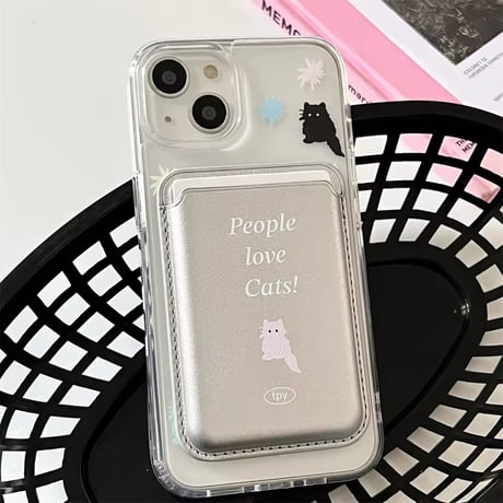 【MagSafe対応】カラフルにゃんこカードホルダー付きiPhoneケース
