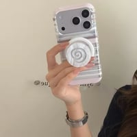 【iPhone17対応】うるきらうずまきグリップ付きクリアボーダーiPhoneケース