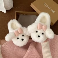 おリボンふわふわパピースリッパ/ルームシューズ