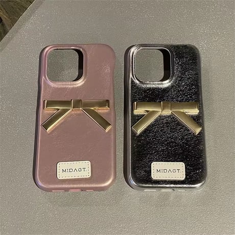 高見え♡3ｄリボン付きレザーiPhoneケース
