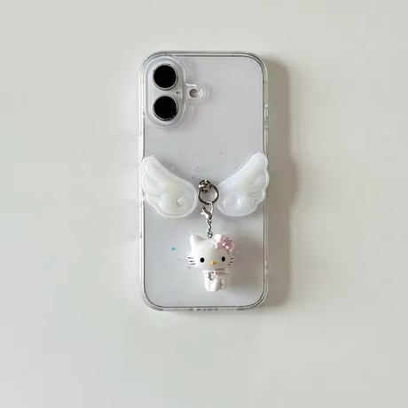 チャーム付きホワイトウィングiPhoneケース