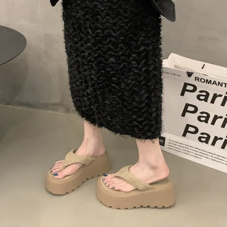 厚底スエードビーチサンダル風サンダル