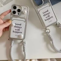lettering Pearl カードホルダーストラップ付iPhoneケース