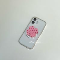 【iPhone17対応】ピンクドットクローバーMagSafeグリップ付きiPhoneケース
