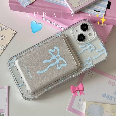 リボン尽くしカードホルダー付きiPhoneケース