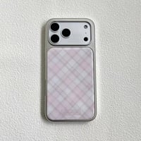 【iPhone17対応】ふんわりピンクチェックiPhoneケース