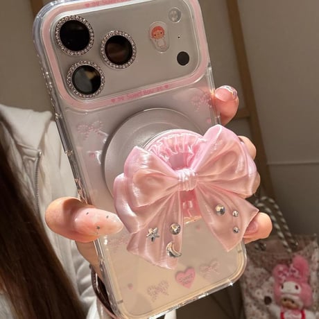 【iPhone17対応】リアル3Dリボングリップ付きiPhoneケース