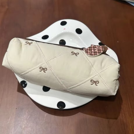 カフェラテ☕リボン柄ペンケース/ポーチ