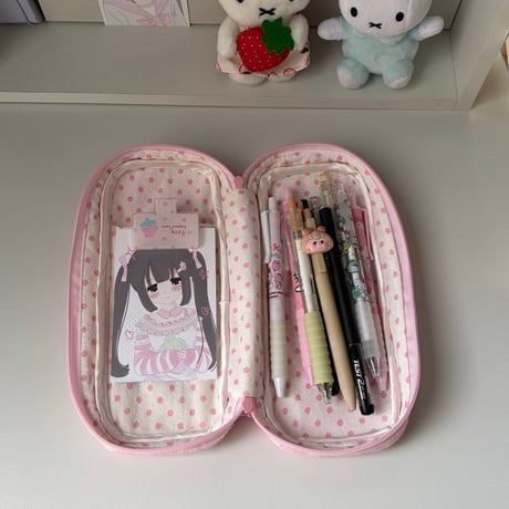 ストロベリー🍓ふわふわドットペンケース/筆箱