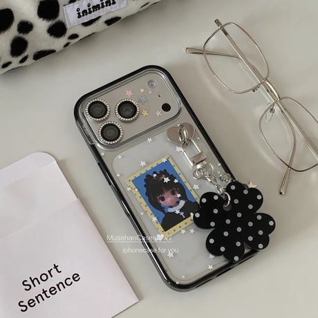 【iPhone17対応】ドットクローバーチャーム🍀スタードットクリアiPhoneケース