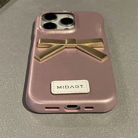 高見え♡3ｄリボン付きレザーiPhoneケース